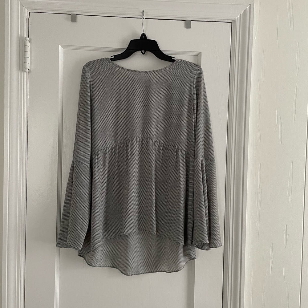 LOFT Gray Asymmetrical Blouse Relaxed Fit